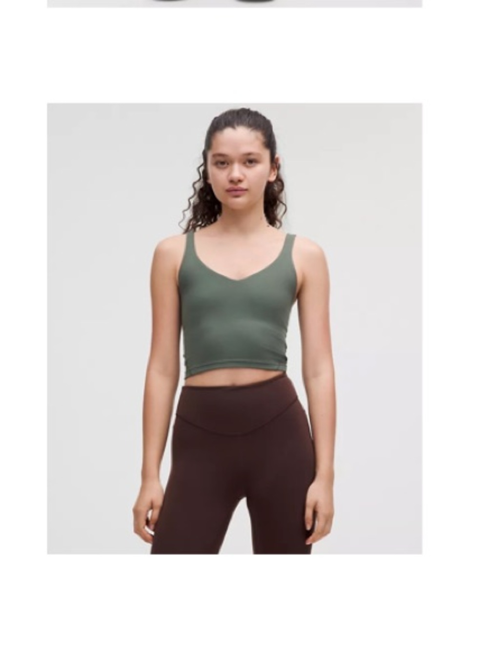 lululemon athletica forest Green V-Neck Cropped Tank Top - Women